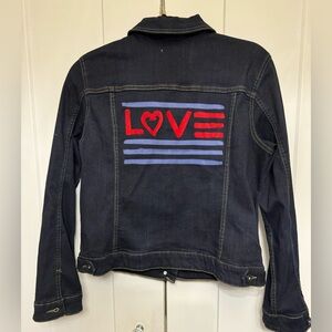 NWOT Ellen DeGeneres Love Flag Jean Jacket